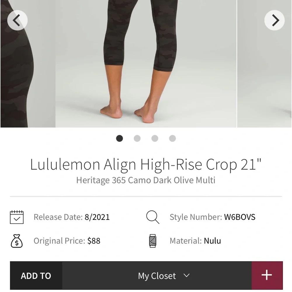 lululemon athletica ALIGN HIGH RISE CROP 21” Camo Leggings - Picture 7 of 7